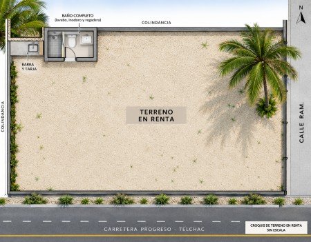 Terreno en Renta en la Playa en la zona comercial  carretera Chichxulub Puerto 