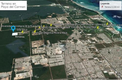 Terreno en esquina de 5,228 m2 en Futura Avenida Universidades Playa del Carmen